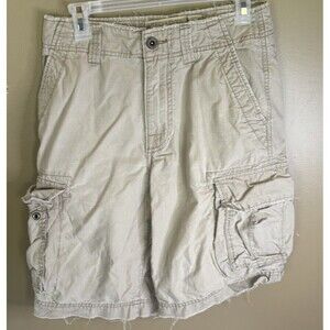 American Eagle Cargo Shorts Men’s Size 28 Tan Brown 100% Cotton Frayed See Pics